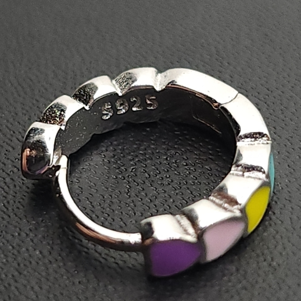 Rainbow heart hoop earrings‎ (NWOT) - Picture 8 of 8